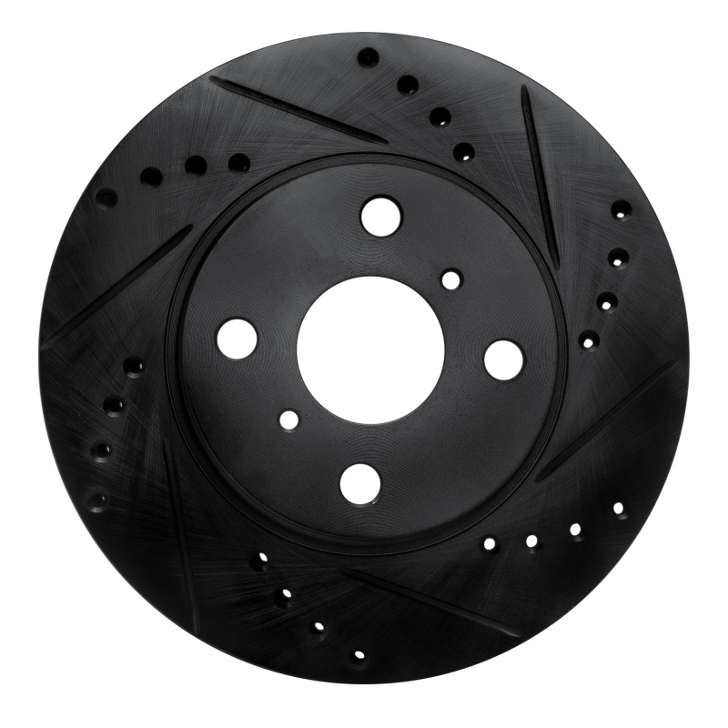 Toyota Prius Brake Rotor (1) - Front Right - R1 Concepts - Drilled & Slotted - Black - `01-`03